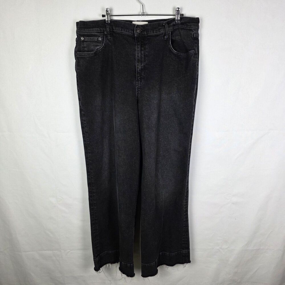 Boden Black Full Length Straight/wide Leg Jeans Raw Hem Size 33 Length 32 Casual